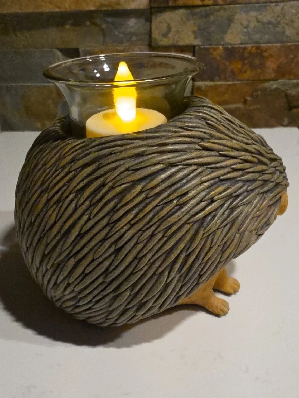 PartyLite Brown Hedgehog Tea Light Candle Holder - Picture 4 of 13
